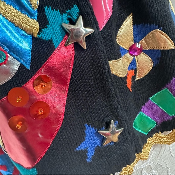 Rare Michael Simon Circus Collectible Sweater Cardigan Christmas sz L - Picture 7 of 17